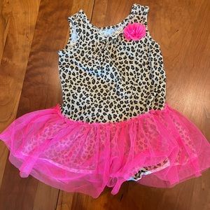 Leopard print tank dress with attached tutu
